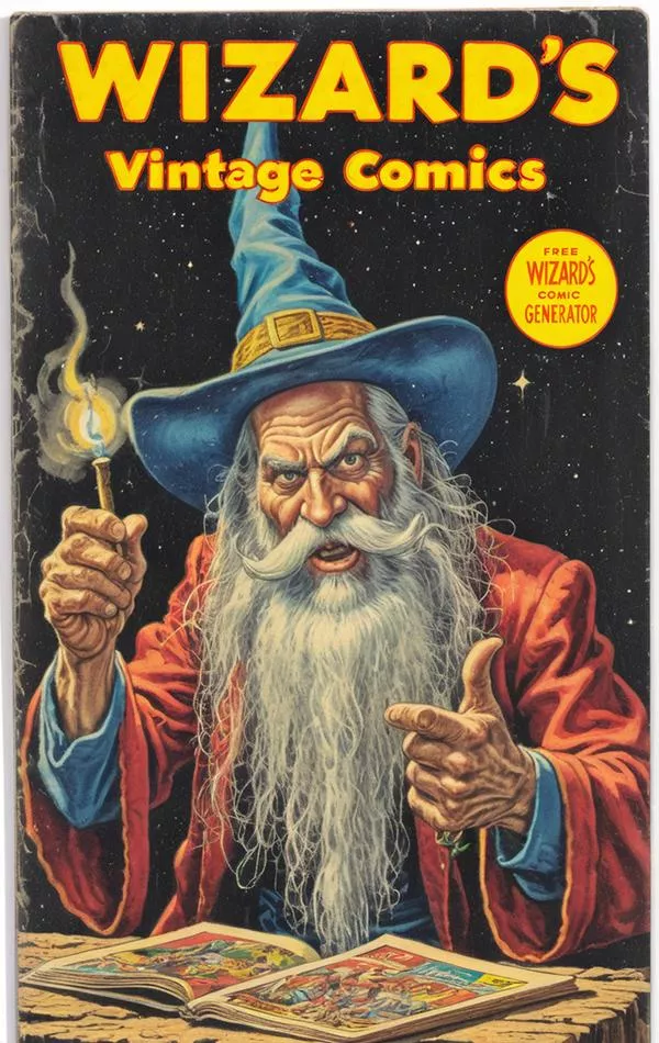 The Wizard's Vintage Comic Book Cover AIEasyPic